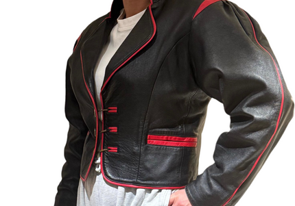 BLAZER CUIR ROUGE ET NOIR