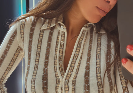 Chemise CELINE Vintage en laine – Logo Triumph – Taille 36