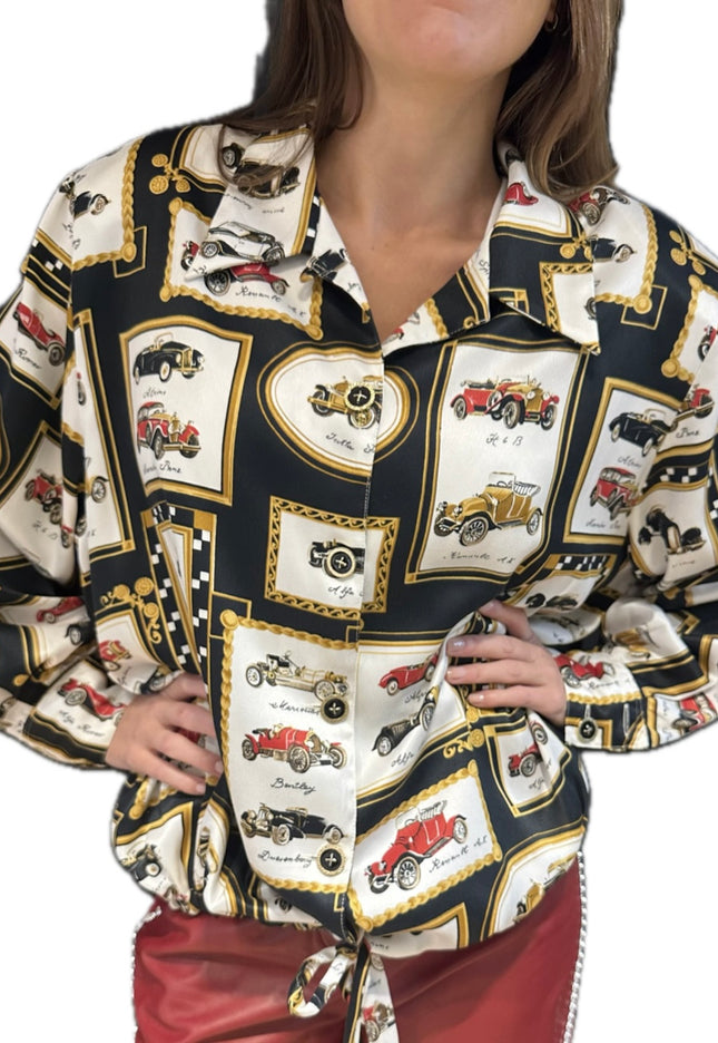 Chemisier vintage imprimé – Taille Unique