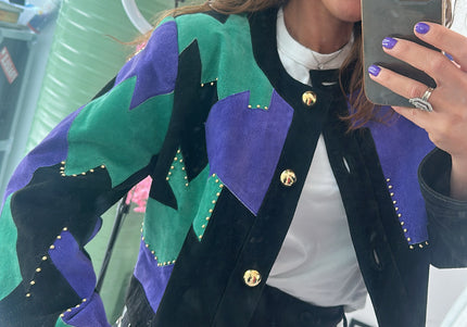Veste en daim patchwork