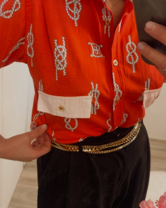 Polo vintage Céline – coton, motif Triomphe