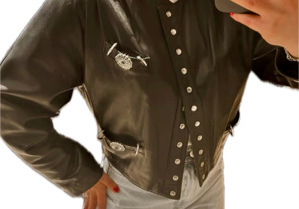 VESTE EN CUIR PRESSIONS