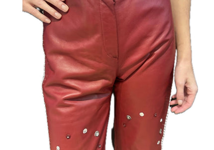 Pantalon en cuir vintage customisé – Taille 36