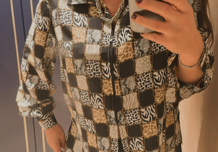 Chemisier vintage à motifs sauvages – Taille unique