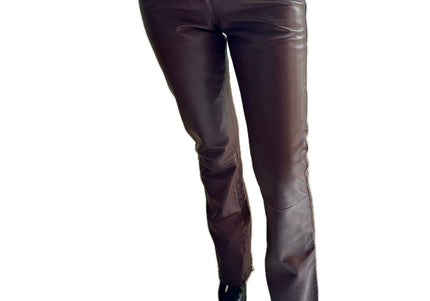 PANTALON EN CUIR BORDEAUX