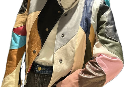 VESTE PATCHWORK EN CUIR & DAIM
