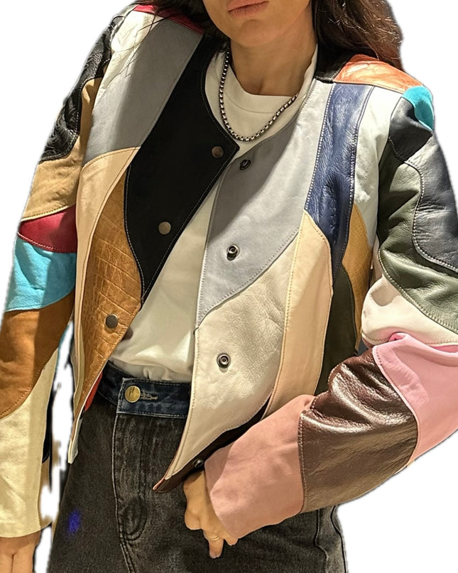 VESTE PATCHWORK EN CUIR & DAIM