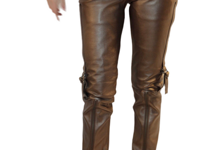 PANTALON EN CUIR MÉTALLISÉ VINTAGE « DAISY »