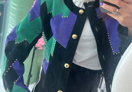 Veste en daim patchwork