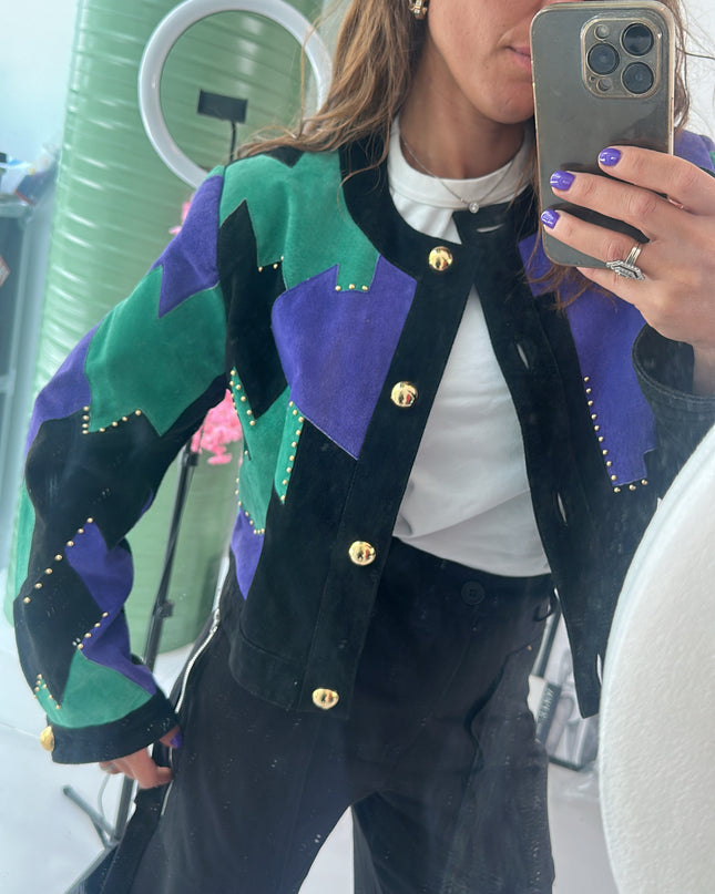 Veste en daim patchwork