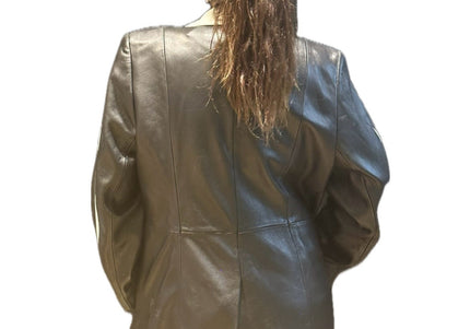 Veste vintage en cuir noir et blanc – Imprimé ZÈBRE – Taille unique