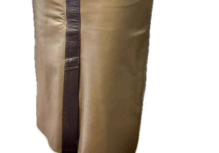 Jupe crayon en cuir bicolore – Yves Saint Laurent (Taille 36)