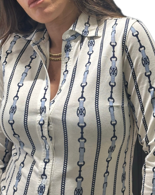 Chemise Céline vintage à motif Triumph – Taille 36