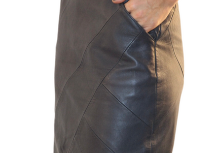JUPE LONGUE EN CUIR GRISE VINTAGE