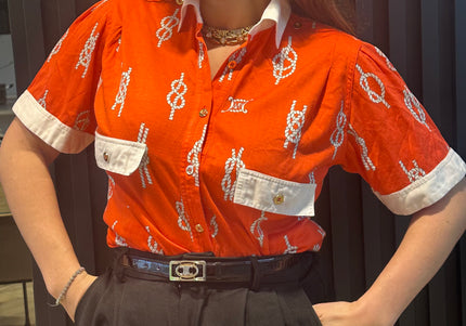 Polo vintage Céline – coton, motif Triomphe