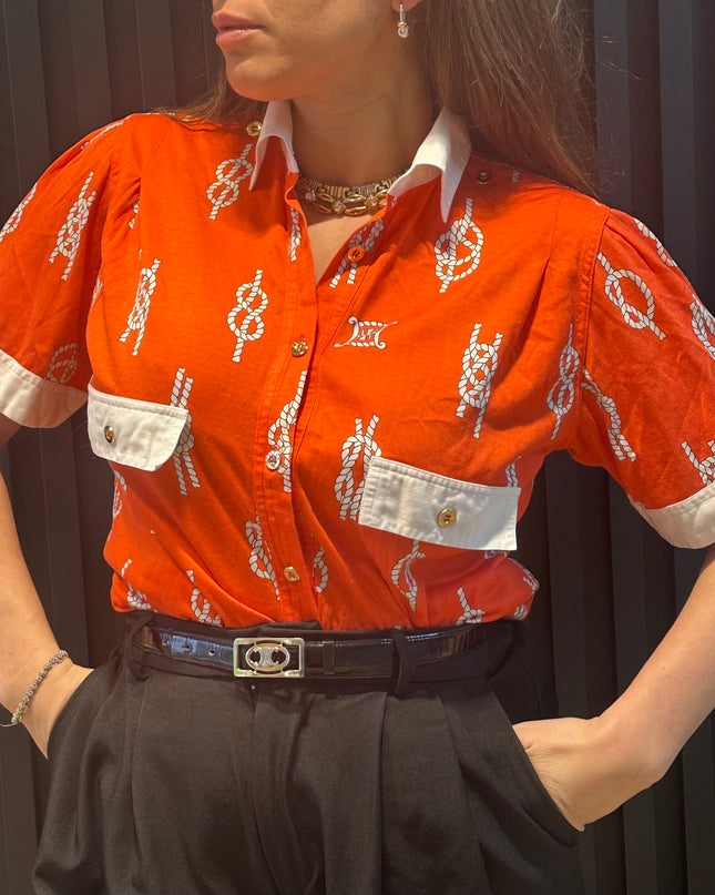 Polo vintage Céline – coton, motif Triomphe