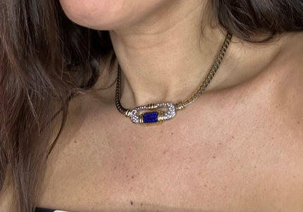 collier pierre bleu strass