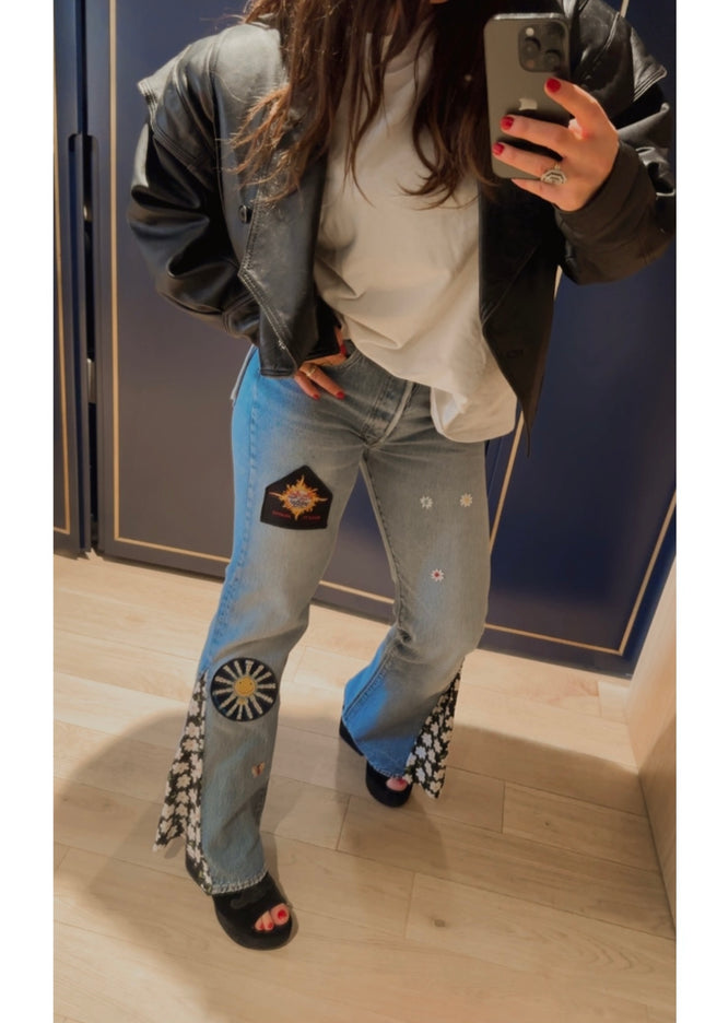 Jean Levi’s vintage taille haute – pièce unique customisée