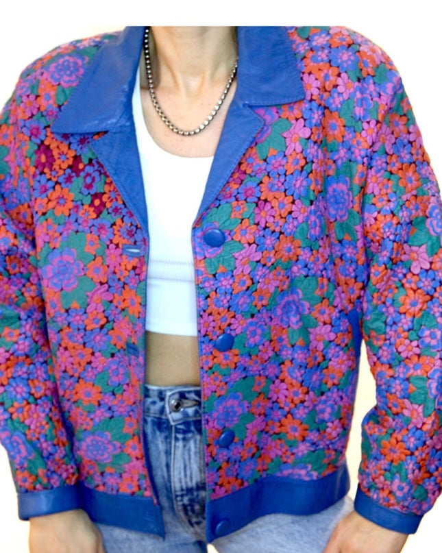 VESTE EN CUIR FLOWERS
