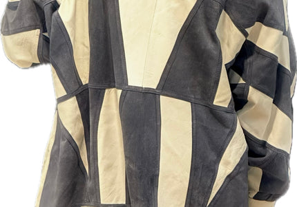VESTE EN CUIR&DAIM PATCHWORK