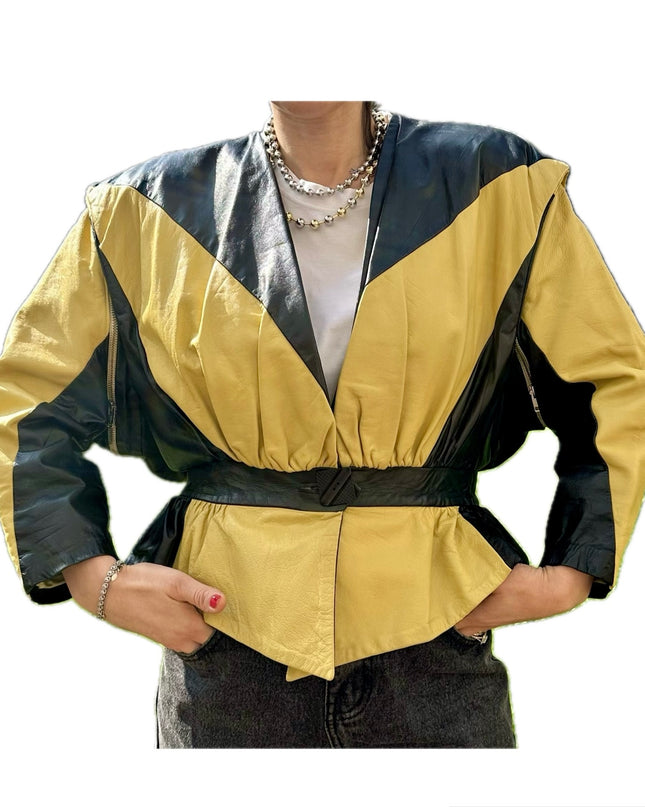 VESTE EN CUIR VINTAGE MANCHES AMOVIBLES