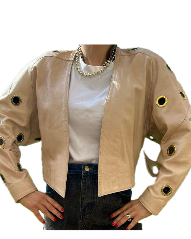 VESTE EN CUIR ŒILLETS