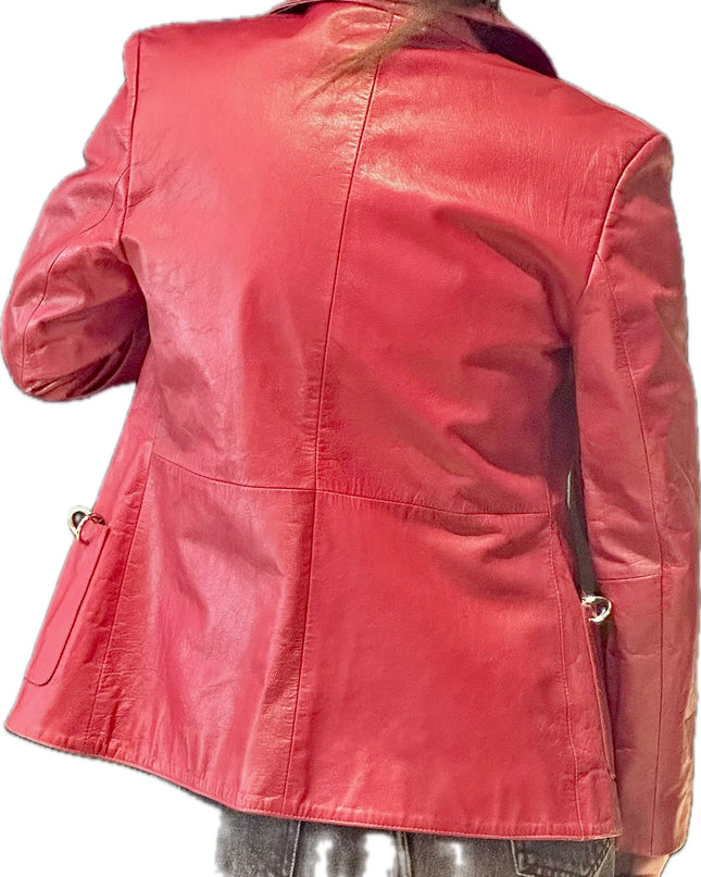 BLAZER EN CUIR ROUGE