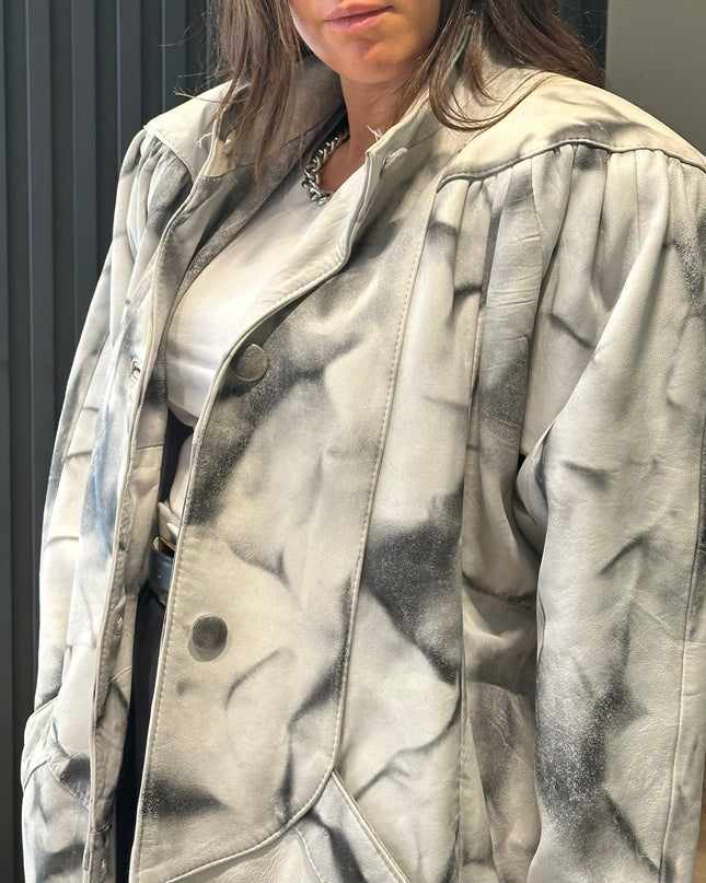 Manteau long en cuir vintage – pièce unique Tie&Dye