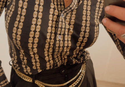 Chemise en soie vintage Céline – motif Triomphe