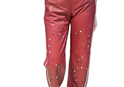 Pantalon en cuir vintage customisé – Taille 36