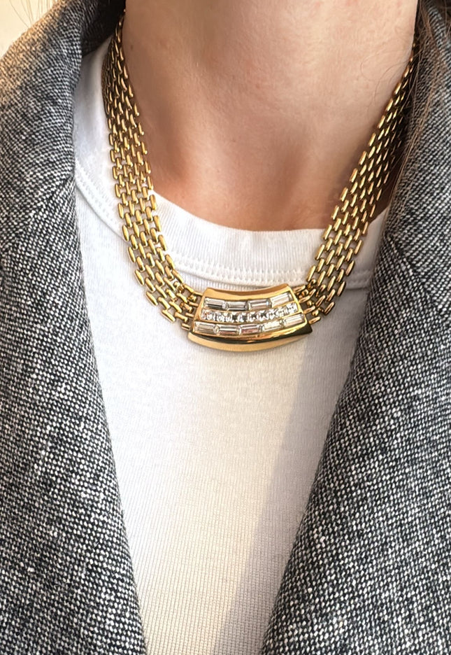 Collier vintage en mailles dorées