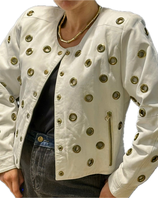 VESTE EN CUIR ŒILLET