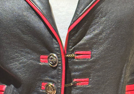 BLAZER CUIR ROUGE ET NOIR