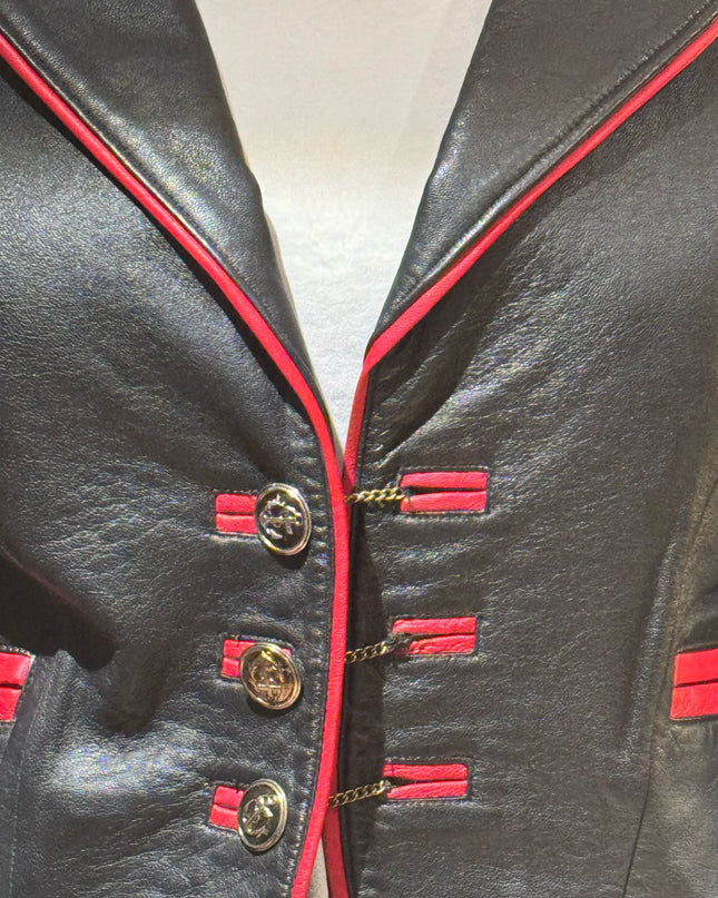 BLAZER CUIR ROUGE ET NOIR