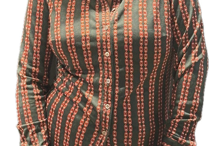 Chemise Céline Vintage en coton – Logo Triomphe rouge – Taille 38