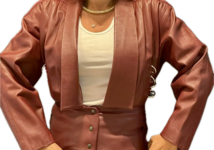 VESTE VINTAGE EN CUIR BORDEAUX