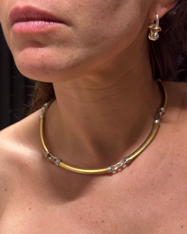 Collier Vintage Bicolore Doré & Argenté – Esprit Minimal Chic – Pièce Unique