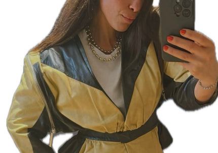 VESTE EN CUIR VINTAGE MANCHES AMOVIBLES