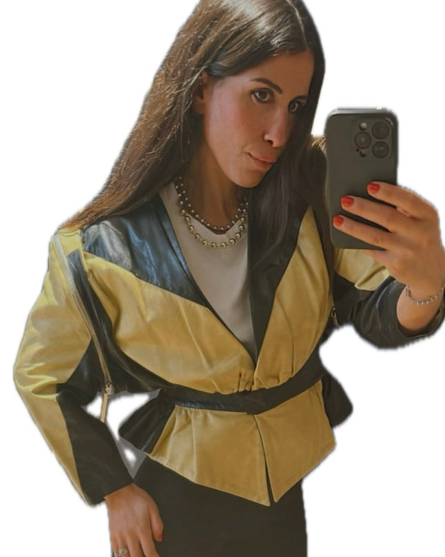 VESTE EN CUIR VINTAGE MANCHES AMOVIBLES