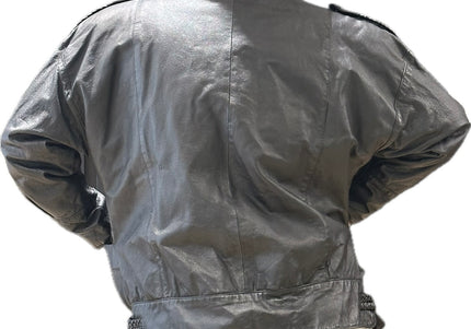 Blouson en cuir vintage customisé – Noir – Taille unique