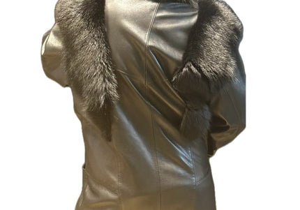 Veste vintage en cuir et fourrure – Taille unique