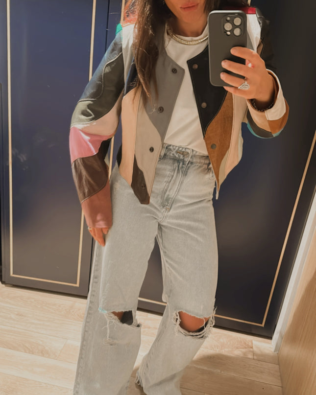 VESTE PATCHWORK EN CUIR & DAIM