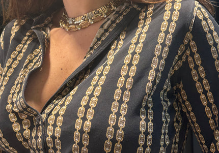 Chemise en soie vintage Céline – motif Triomphe