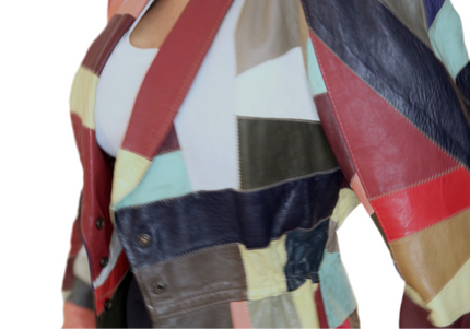 BLOUSON EN CUIR PATCHWORK