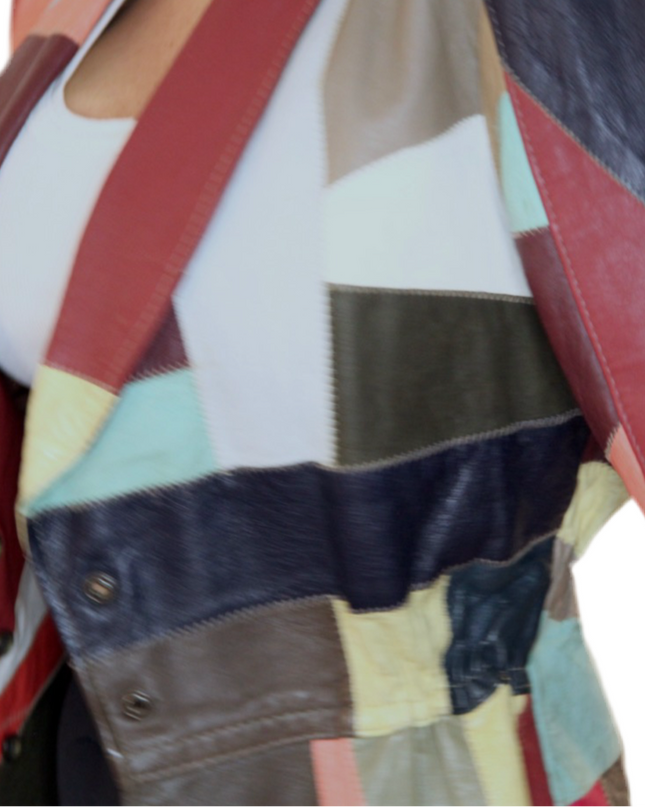 BLOUSON EN CUIR PATCHWORK