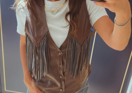 VESTE SANS MANCHES BORDEAUX EN CUIR