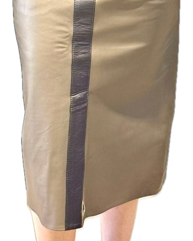Jupe crayon en cuir bicolore – Yves Saint Laurent (Taille 36)