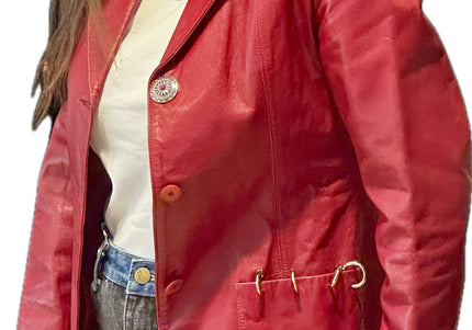 BLAZER EN CUIR ROUGE
