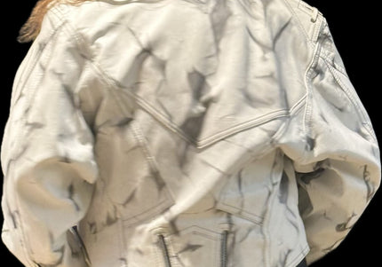 Blouson en cuir vintage tie & dye noir et blanc – Taille unique