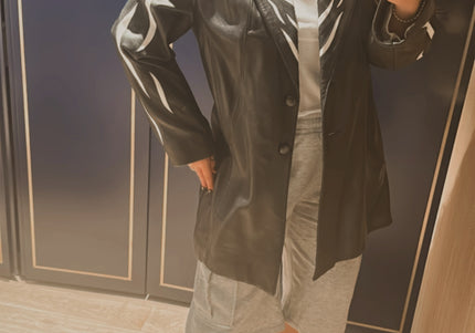 Veste vintage en cuir noir et blanc – Imprimé ZÈBRE – Taille unique